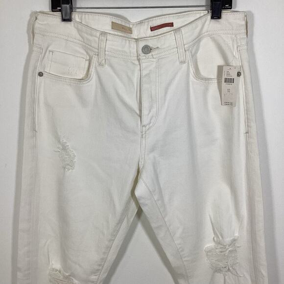 Pilcro Distressed Slim Boyfriend Crop Jeans 31 NWT White Denim Anthropologie - Picture 10 of 10